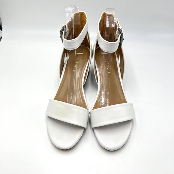 Aerosoles Womens Size 8 Willowbrook White Leather Wedges‎ Sandals Shoes - Picture 2 of 13